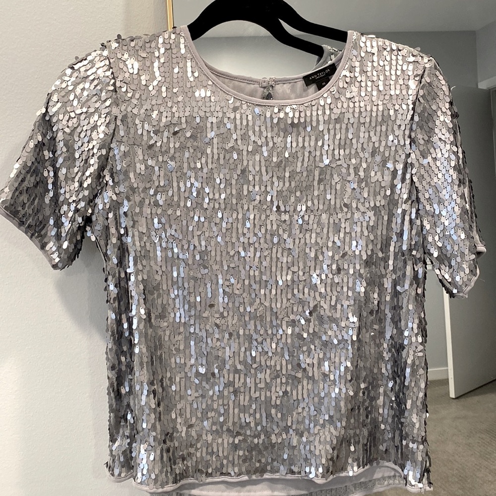 Fully sequined Ann Taylor short sleeve top